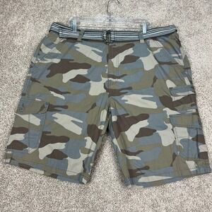 Plugg Camo Cargo Shorts Mens‎ 40 Belted Casual Outdoor Summer Lightweight